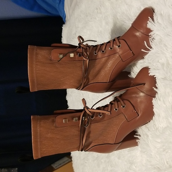 Stuart Weitzman Veruka Leather Lace Up Boots Size 36.5 Color Dark Tan - Picture 4 of 15